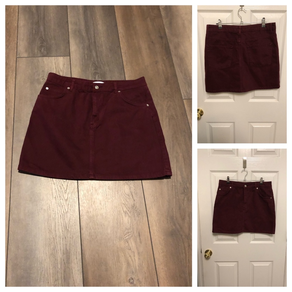 NWOT Topshop Bordeaux Denim Skirt - Sz. 10